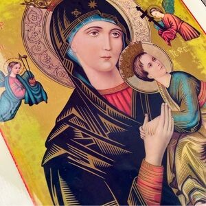 Our Lady of Perpetual Help Lightbox Wall Hanging Art Religious Handmade Flaw